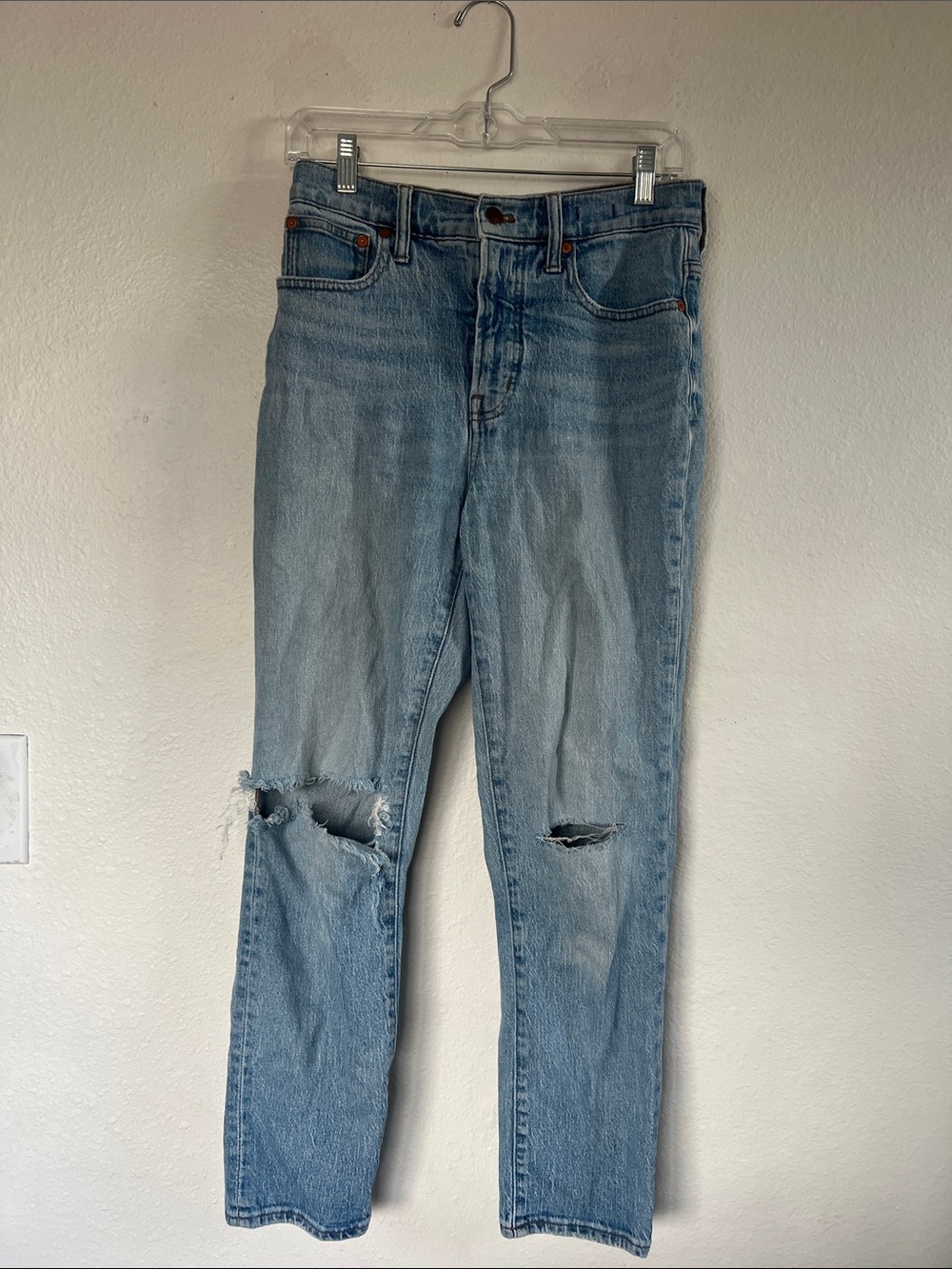 Madewell Perfect Vintage Jean- Light Wash Distressed Straight Leg Jeans